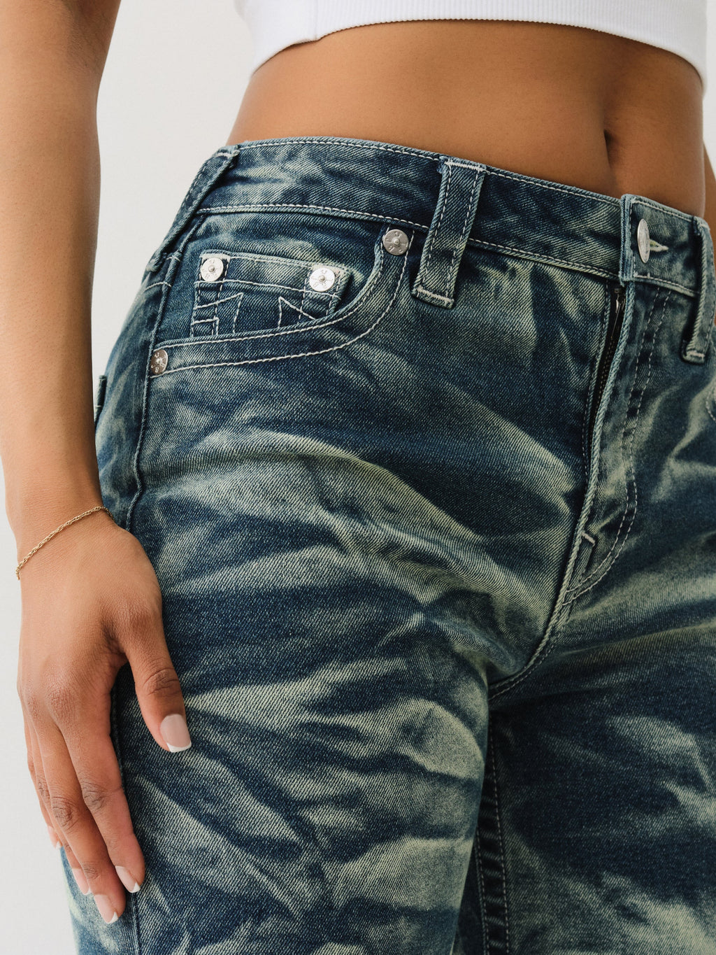 True Religion Crinkle Wash Katrina Hr Flare Lagoon Azure