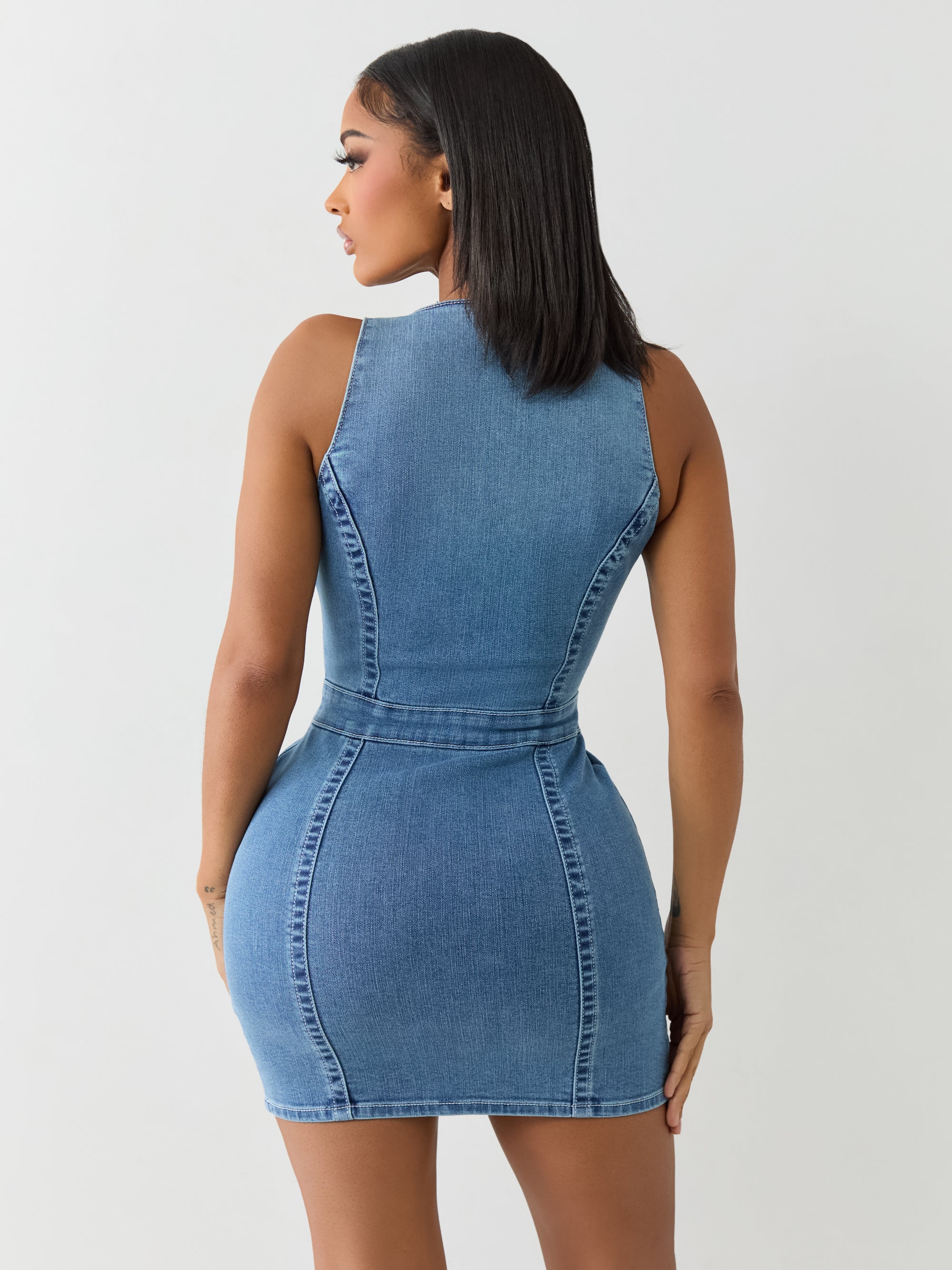 True Religion Scoop Neck Denim Dress Royal Indigo
