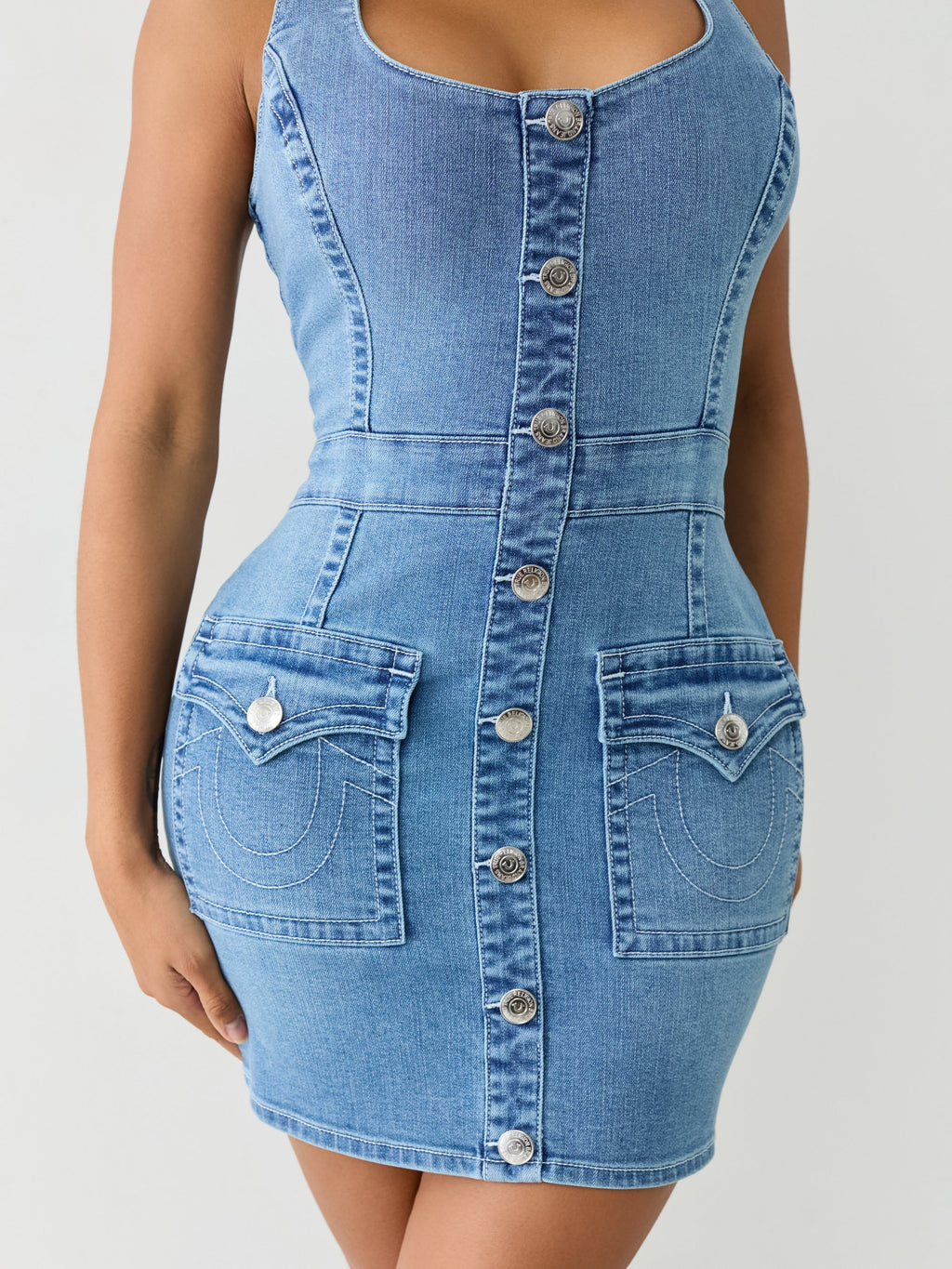 True Religion Scoop Neck Denim Dress Royal Indigo