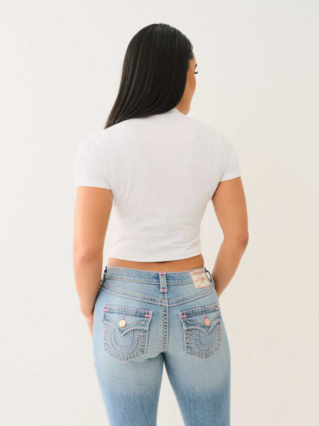 True Religion Crystal Wing Ss Baby Tee Optic White