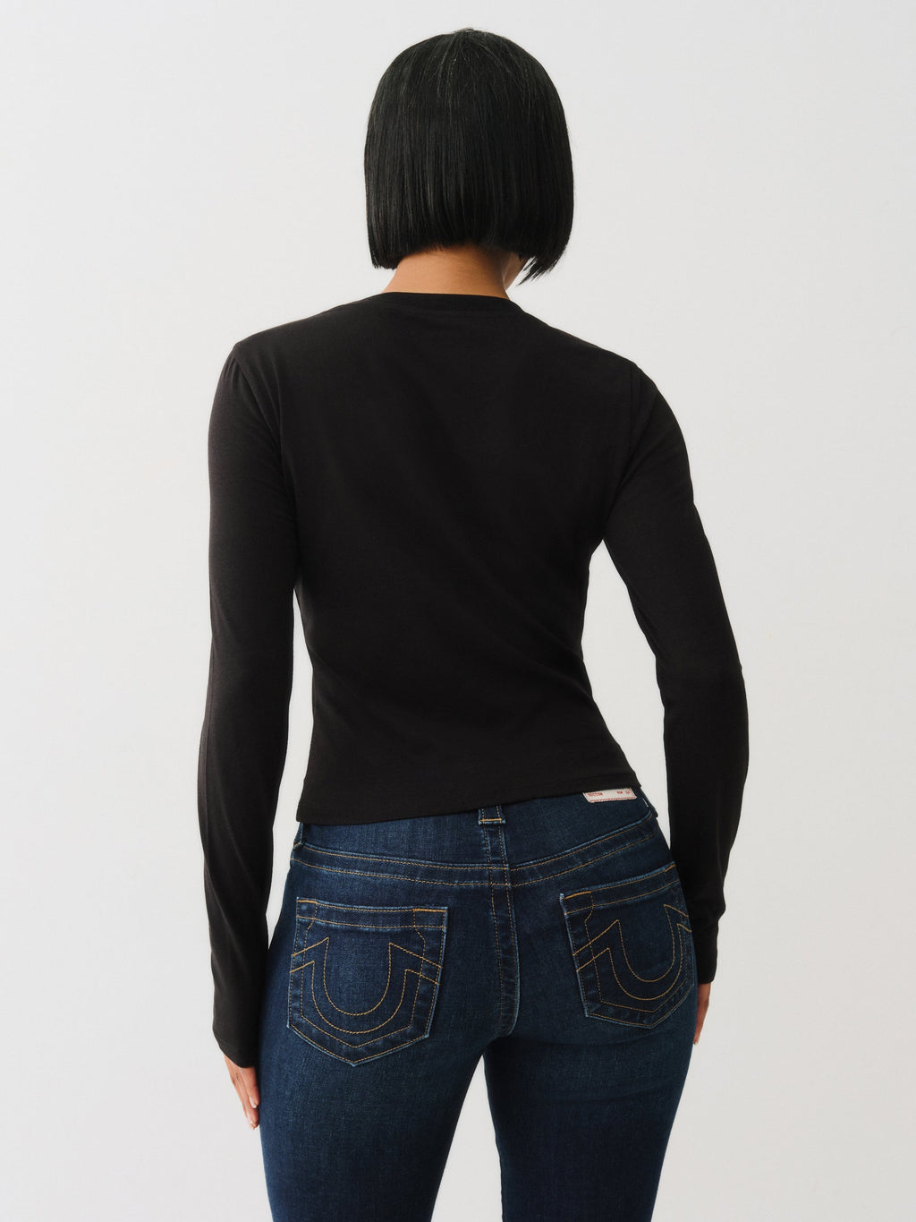 True Religion Printed Tr Keyhole Ls Top Jet Black