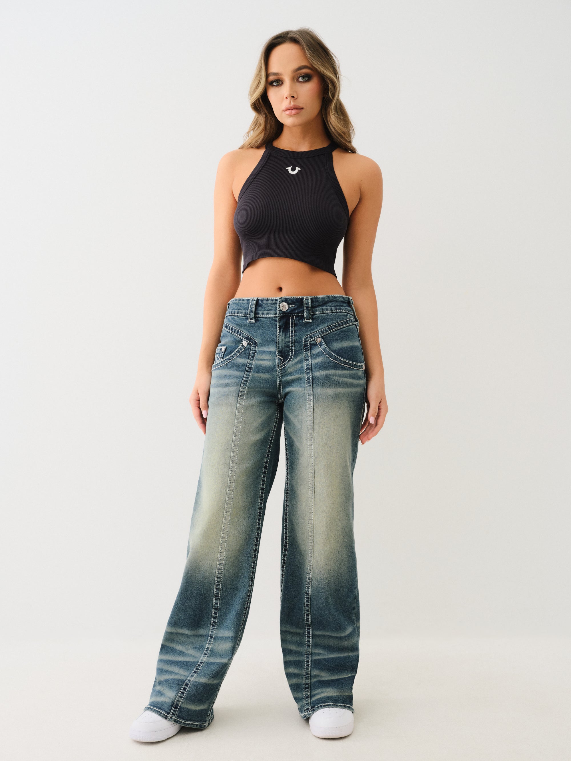 True Religion Bobbi Baggy Big T Emerald Fade