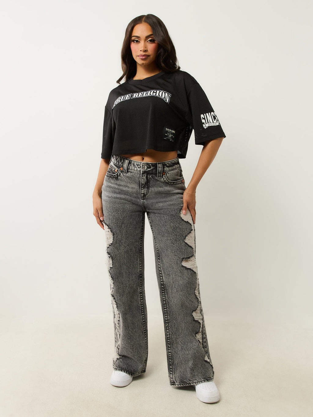 True Religion Tr Mesh Jersey Boxy Tee Jet Black