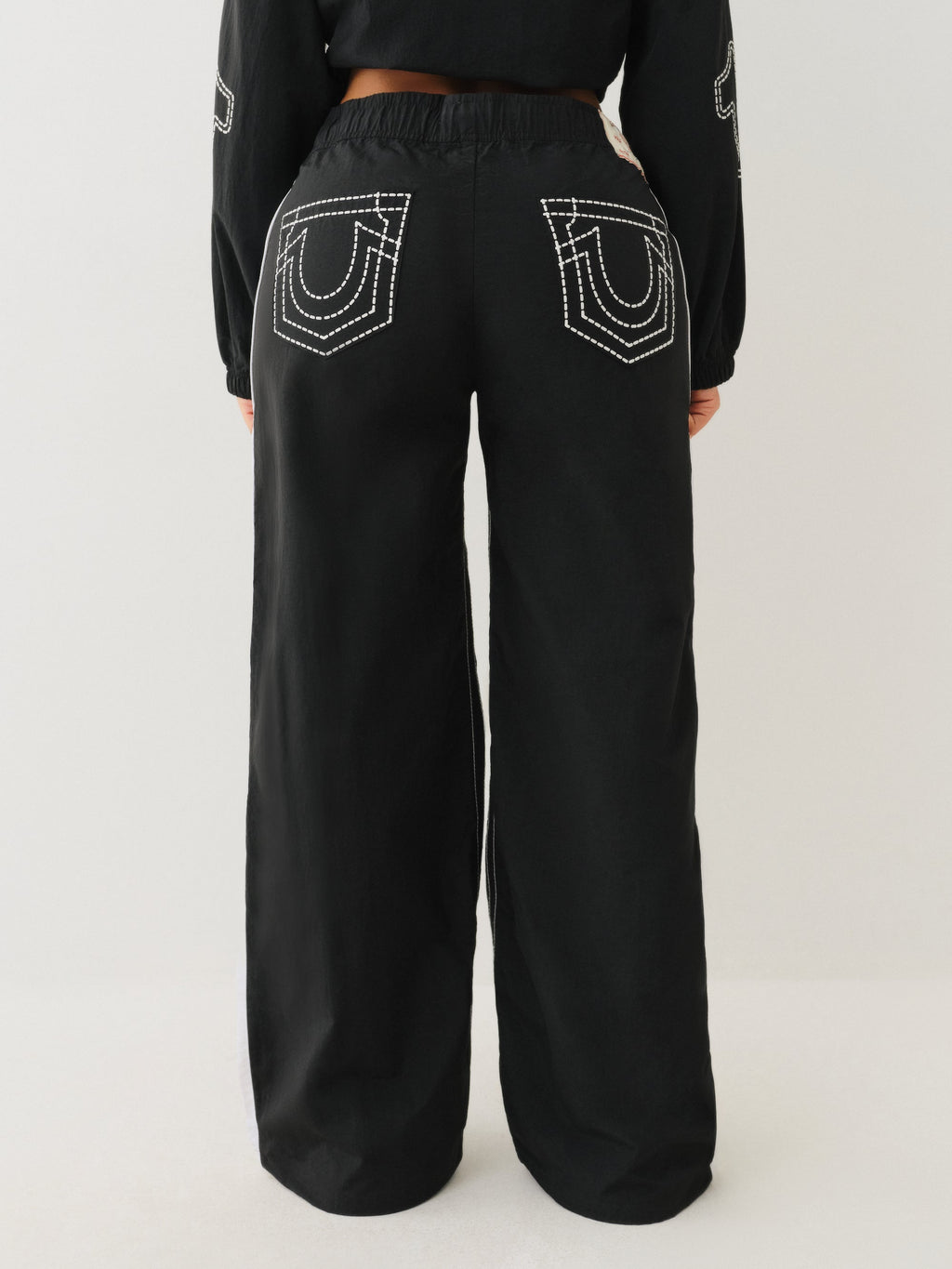 True Religion Tr Big T Nylon Track Pants Jet Black