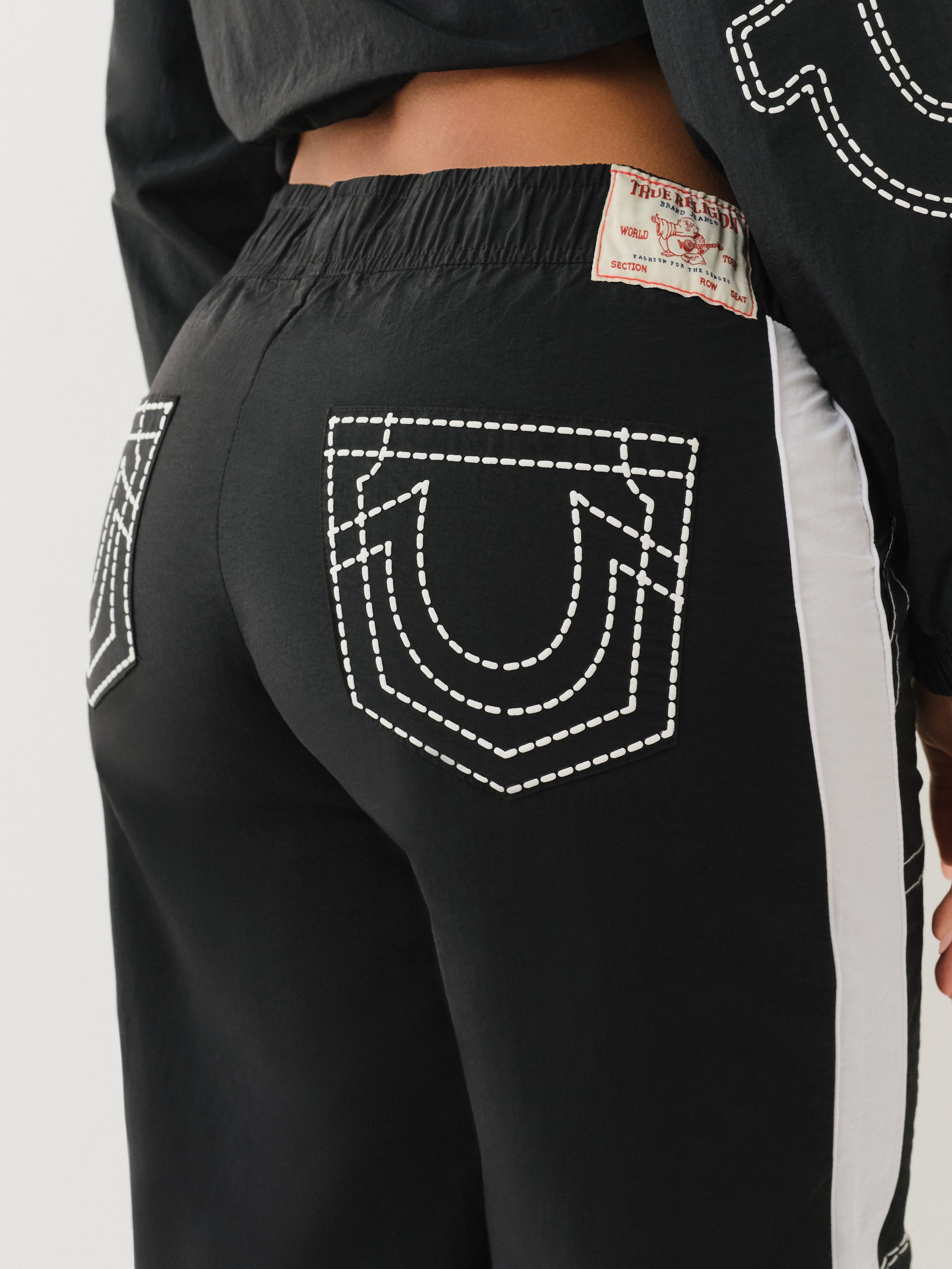 True Religion Tr Big T Nylon Track Pants Jet Black