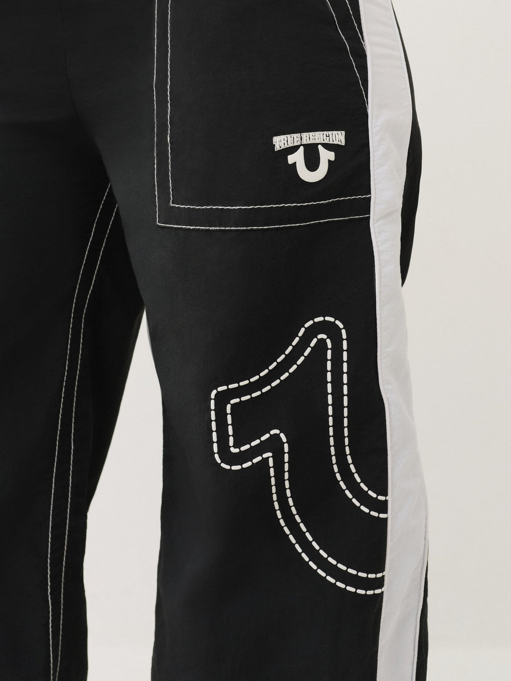 True Religion Tr Big T Nylon Track Pants Jet Black