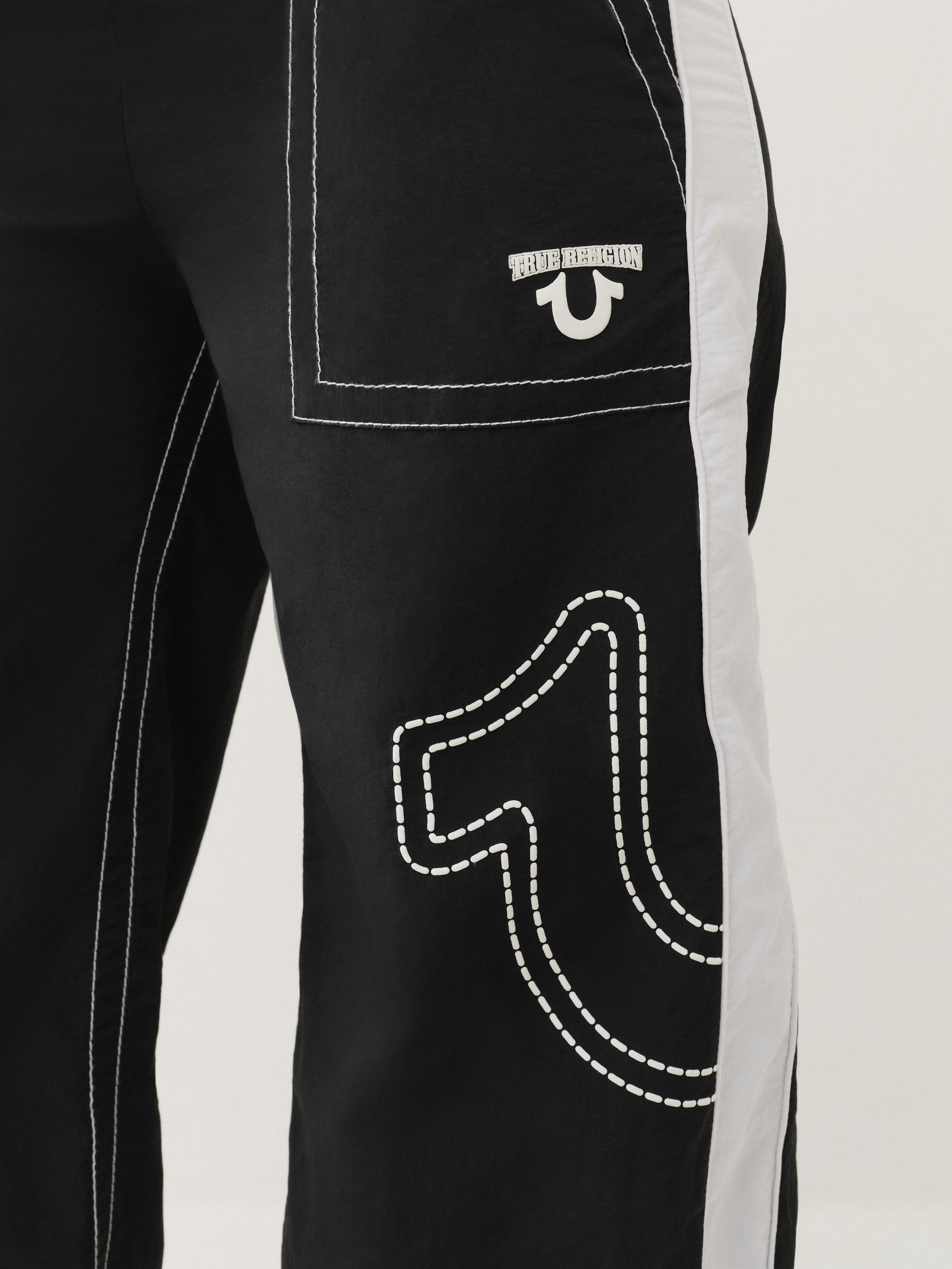 True Religion Tr Big T Nylon Track Pants Jet Black