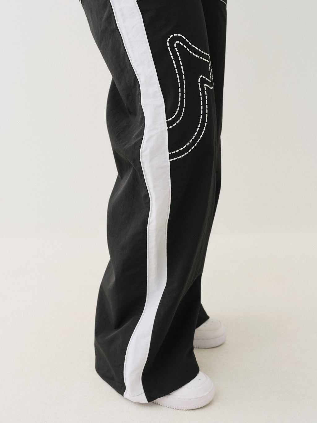 True Religion Tr Big T Nylon Track Pants Jet Black