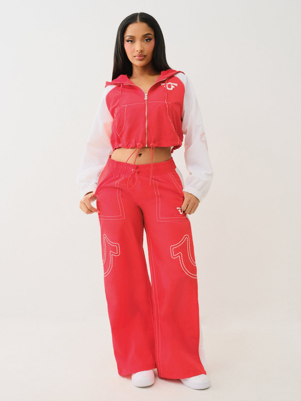 True Religion Tr Big T Nylon Track Pants Flame Scarlet