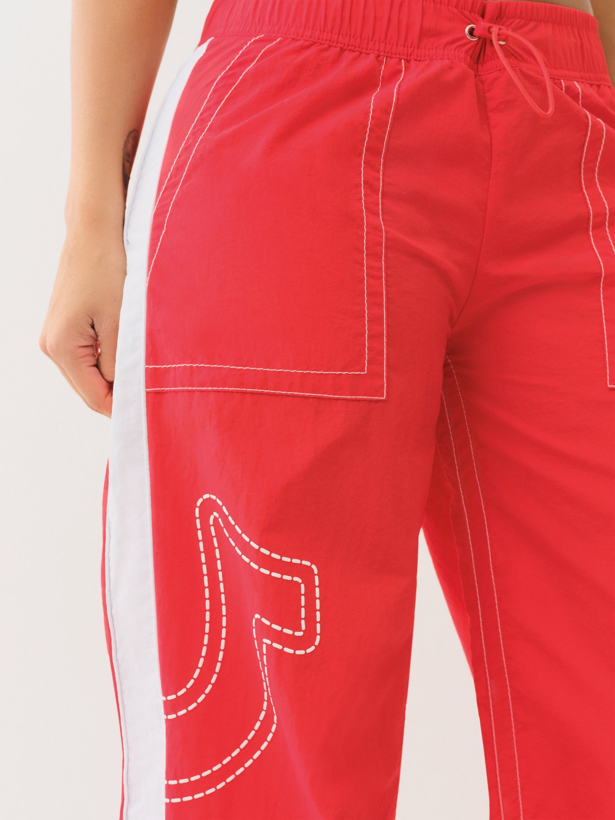 True Religion Tr Big T Nylon Track Pants Flame Scarlet