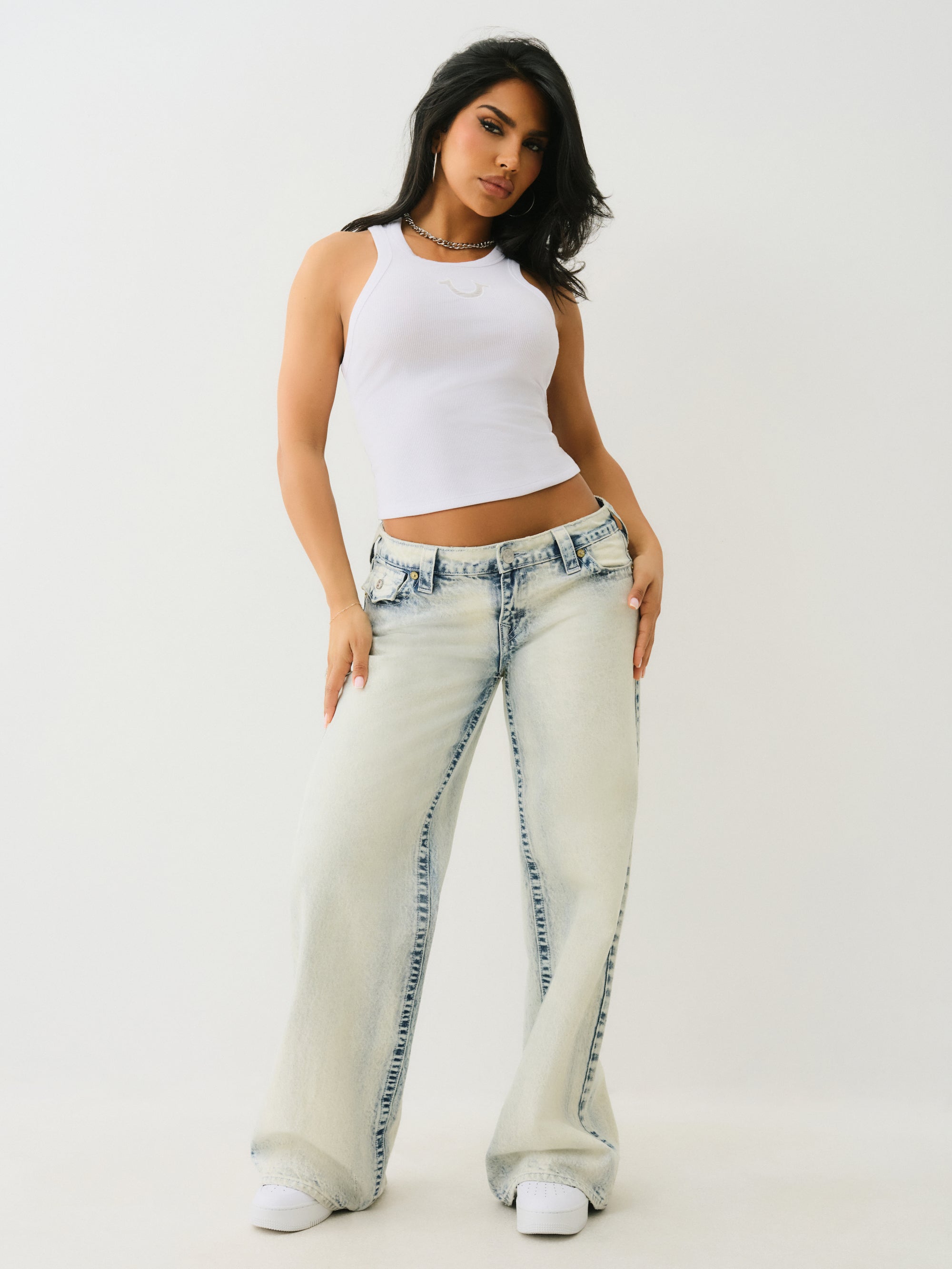 True Religion Mesh Horseshoe Racer Tank Optic White