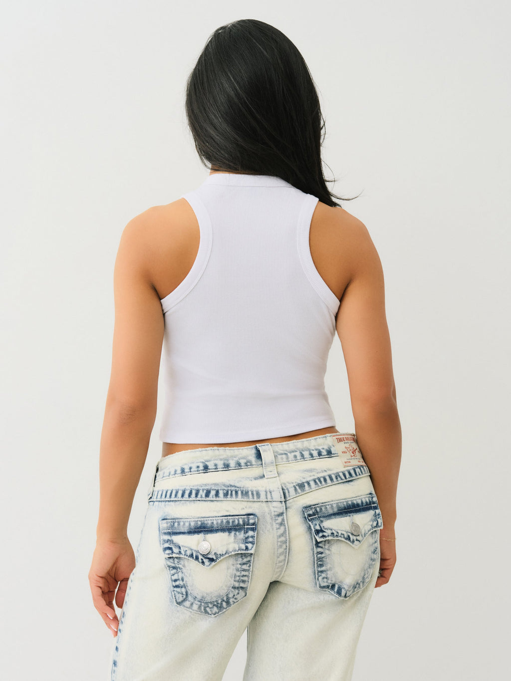 True Religion Mesh Horseshoe Racer Tank Optic White