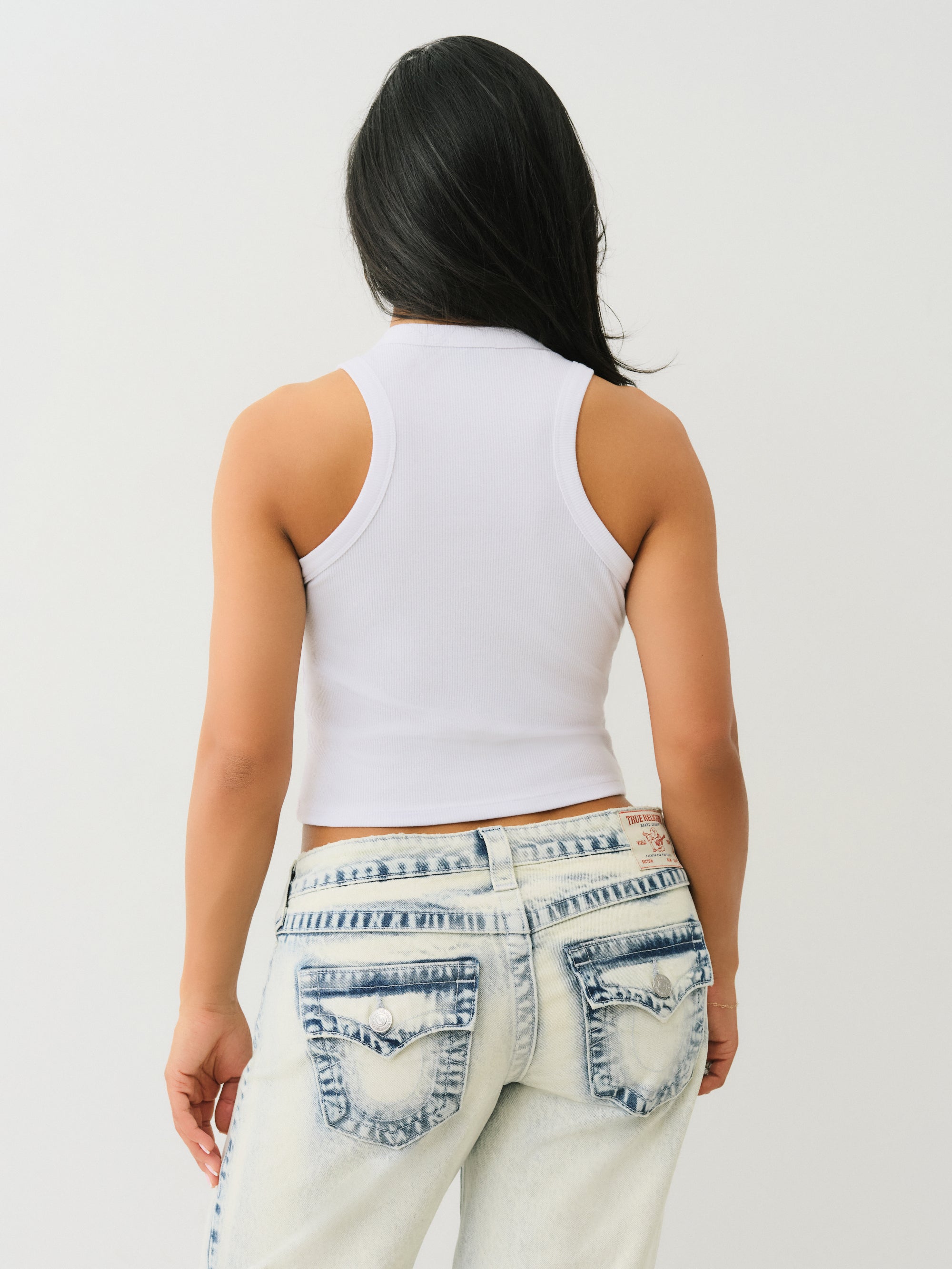 True Religion Mesh Horseshoe Racer Tank Optic White