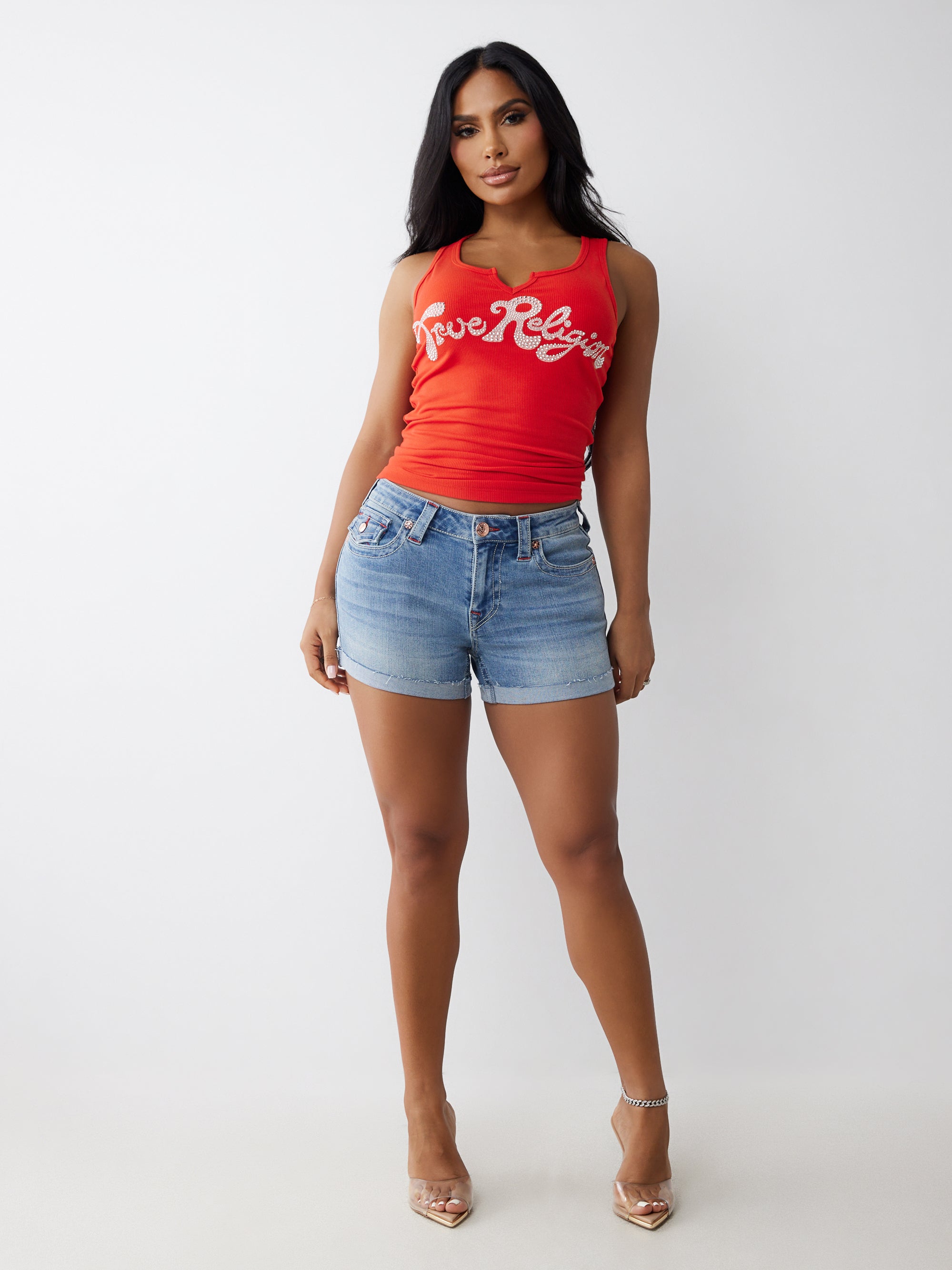 True Religion Jennie Mr Short Flap California Poppy