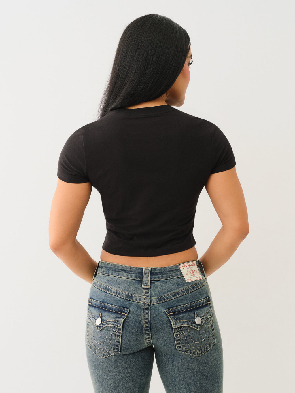 True Religion Crystl Butterfly Ss Baby Tee Jet Black