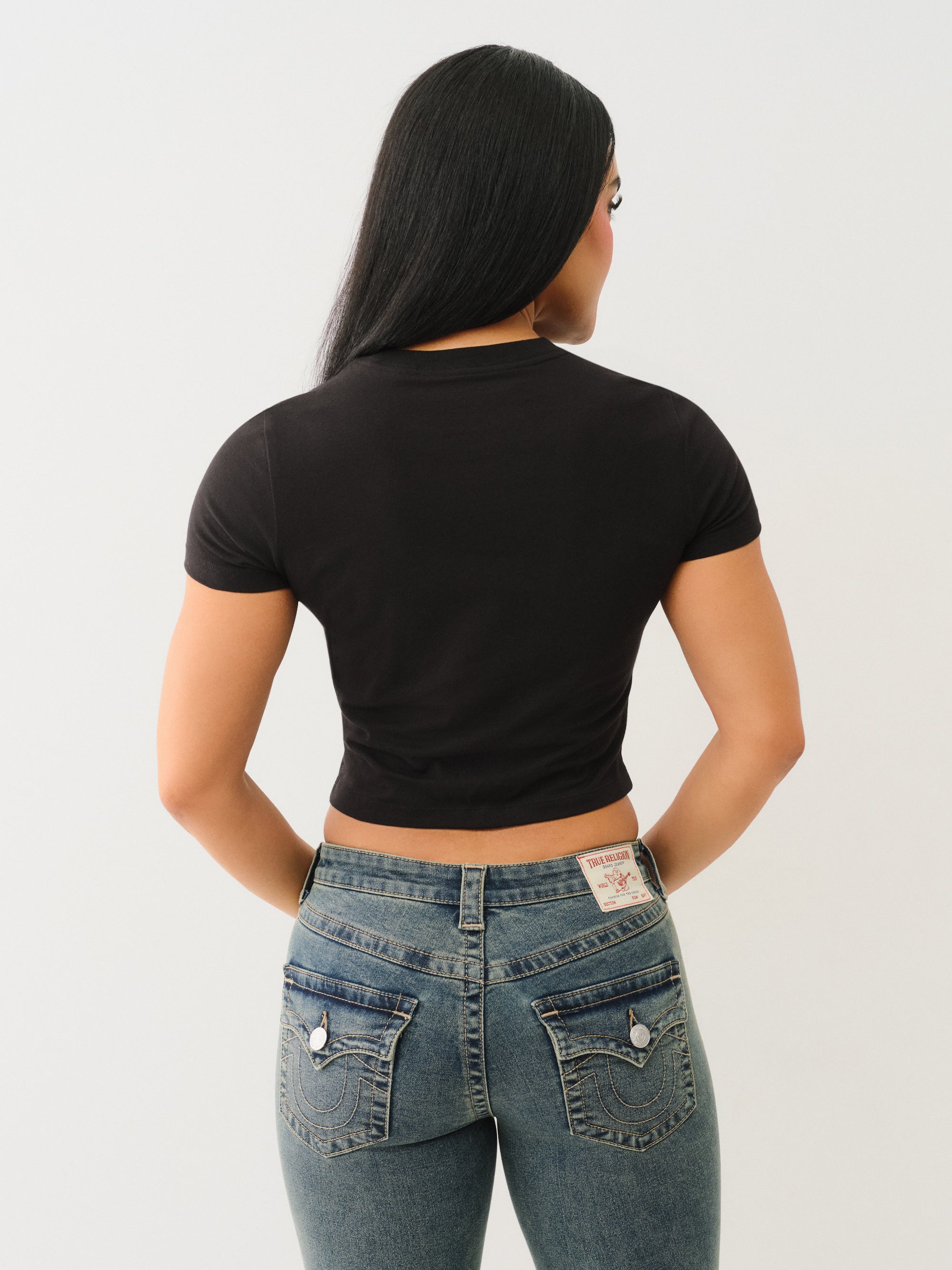 True Religion Crystl Butterfly Ss Baby Tee Jet Black