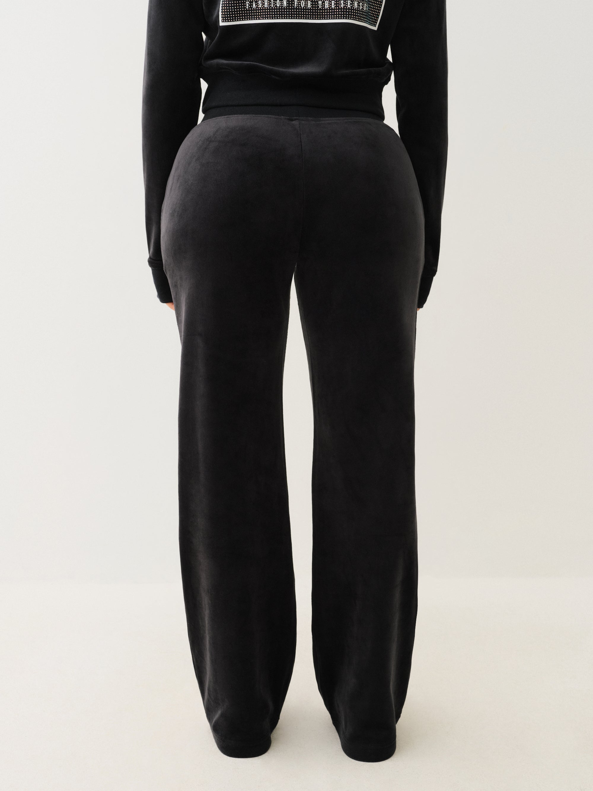 True Religion Velour Crystl Hs Straight Leg Jet Black