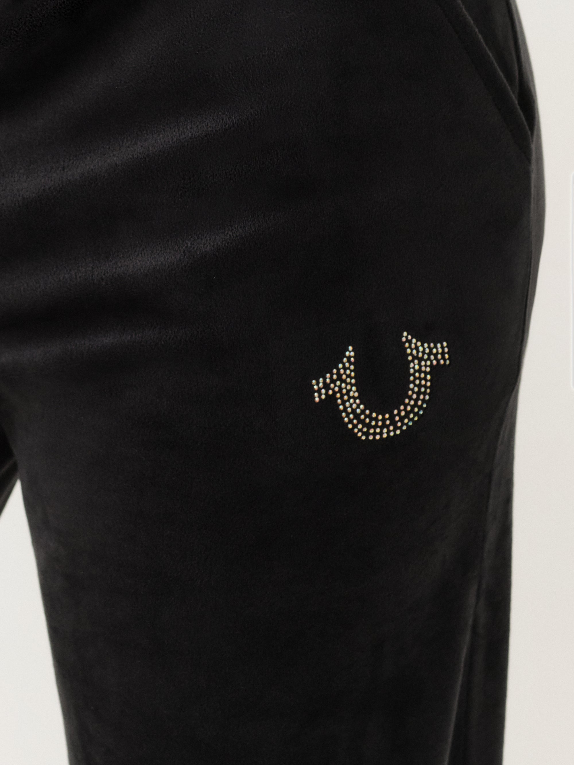 True Religion Velour Crystl Hs Straight Leg Jet Black