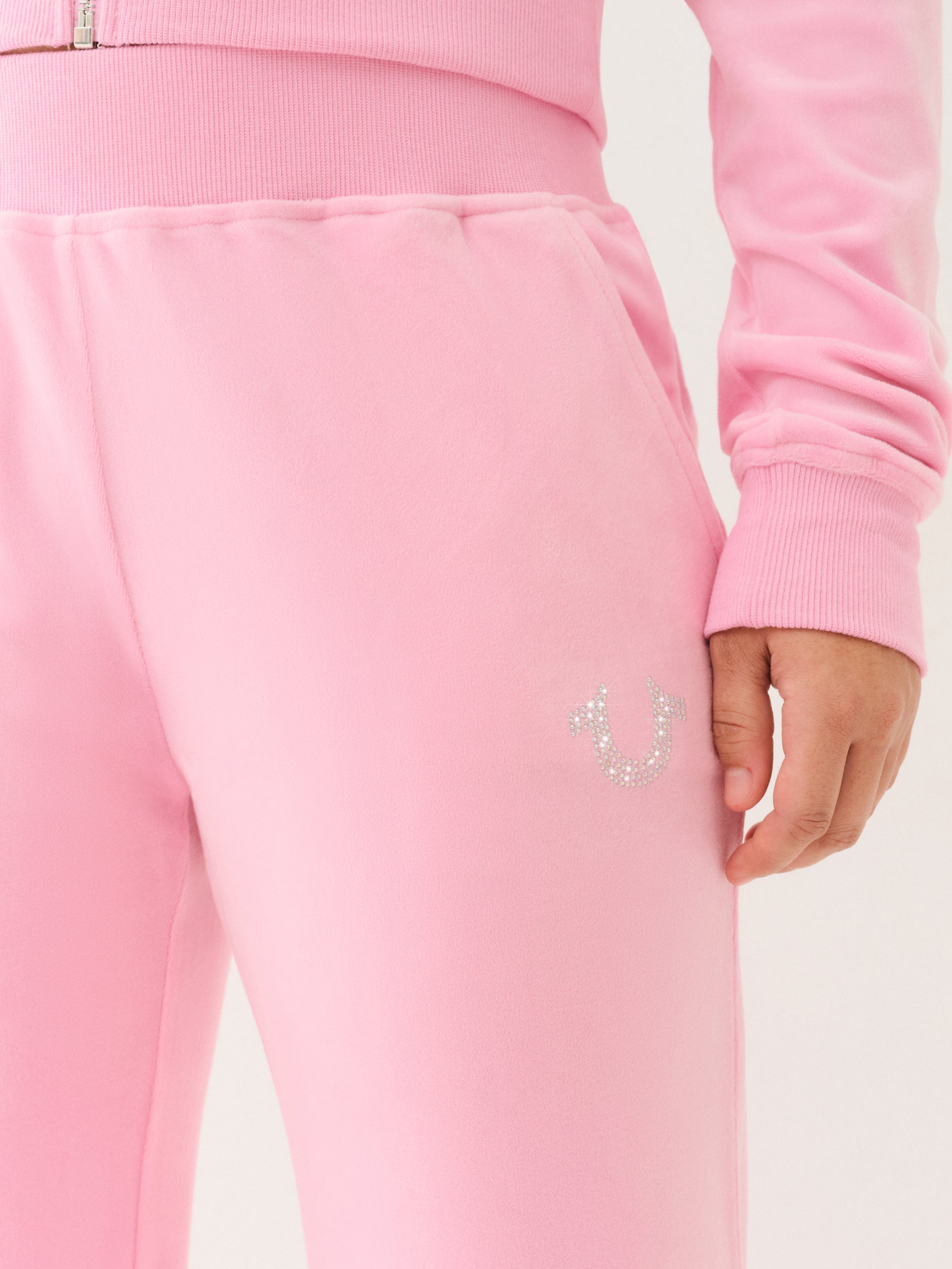 True Religion Velour Crystl Hs Straight Leg Prism Pink