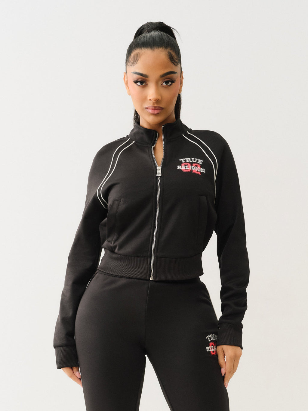 True Religion Sporty Shrunken Track Jkt Jet Black