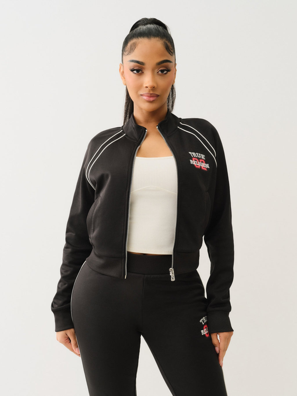 True Religion Sporty Shrunken Track Jkt Jet Black
