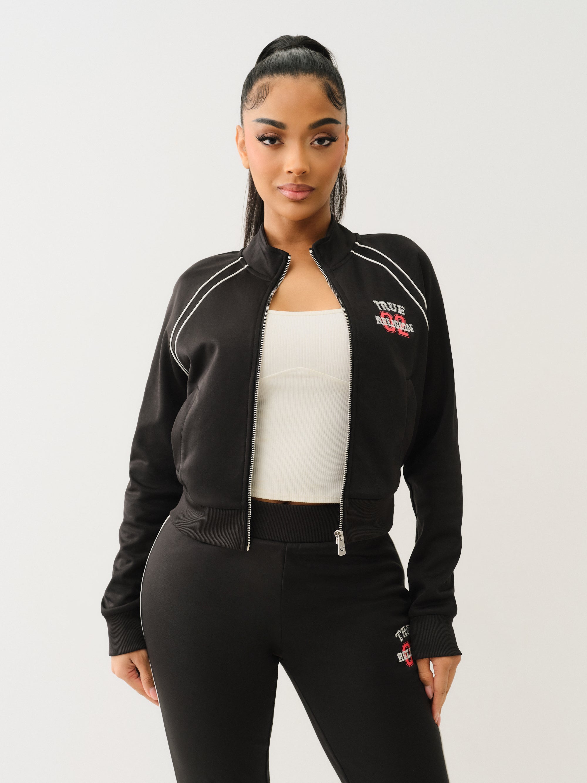 True Religion Sporty Shrunken Track Jkt Jet Black