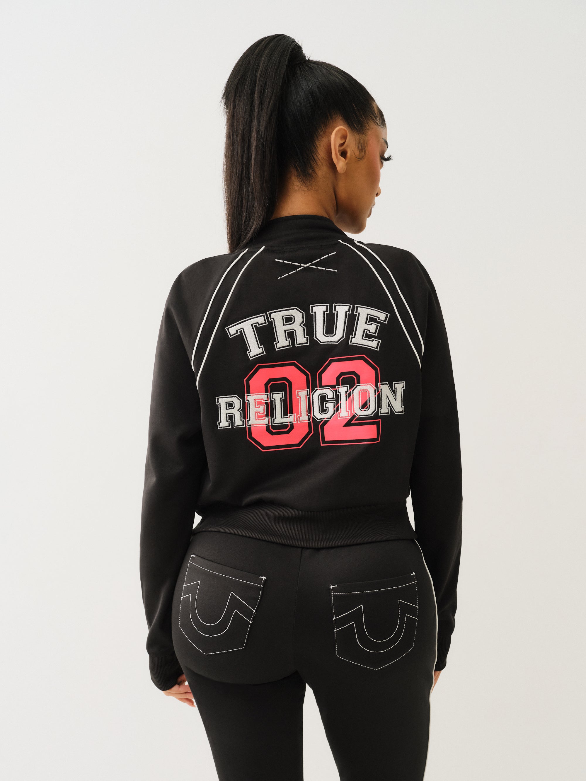 True Religion Sporty Shrunken Track Jkt Jet Black