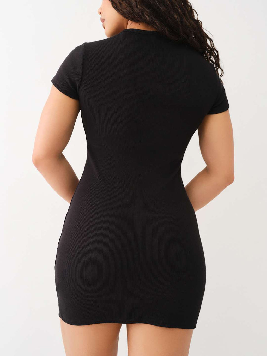 True Religion Dress Logo Rib Mini Jet Black