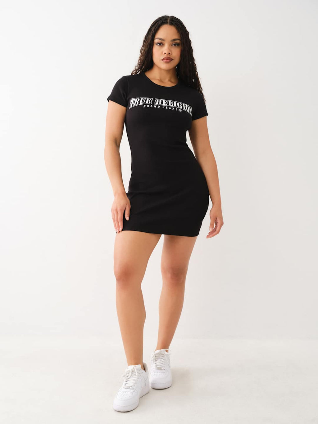 True Religion Dress Logo Rib Mini Jet Black