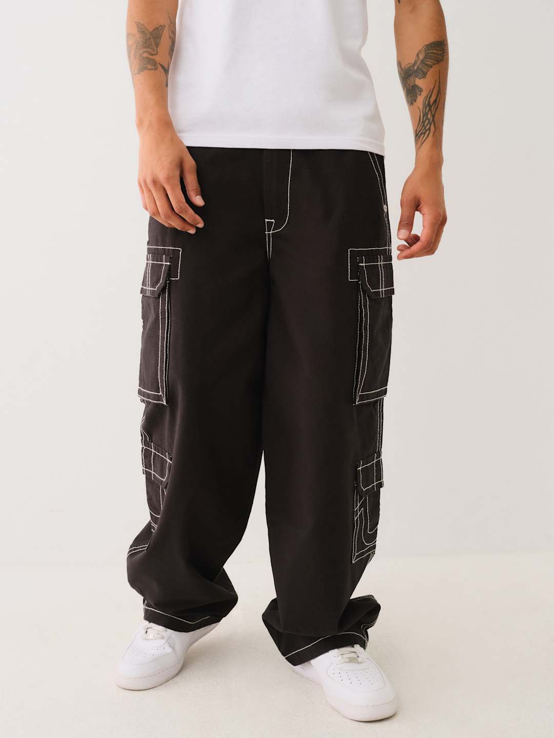 True Religion Big T Cargo Pants Baggy Black