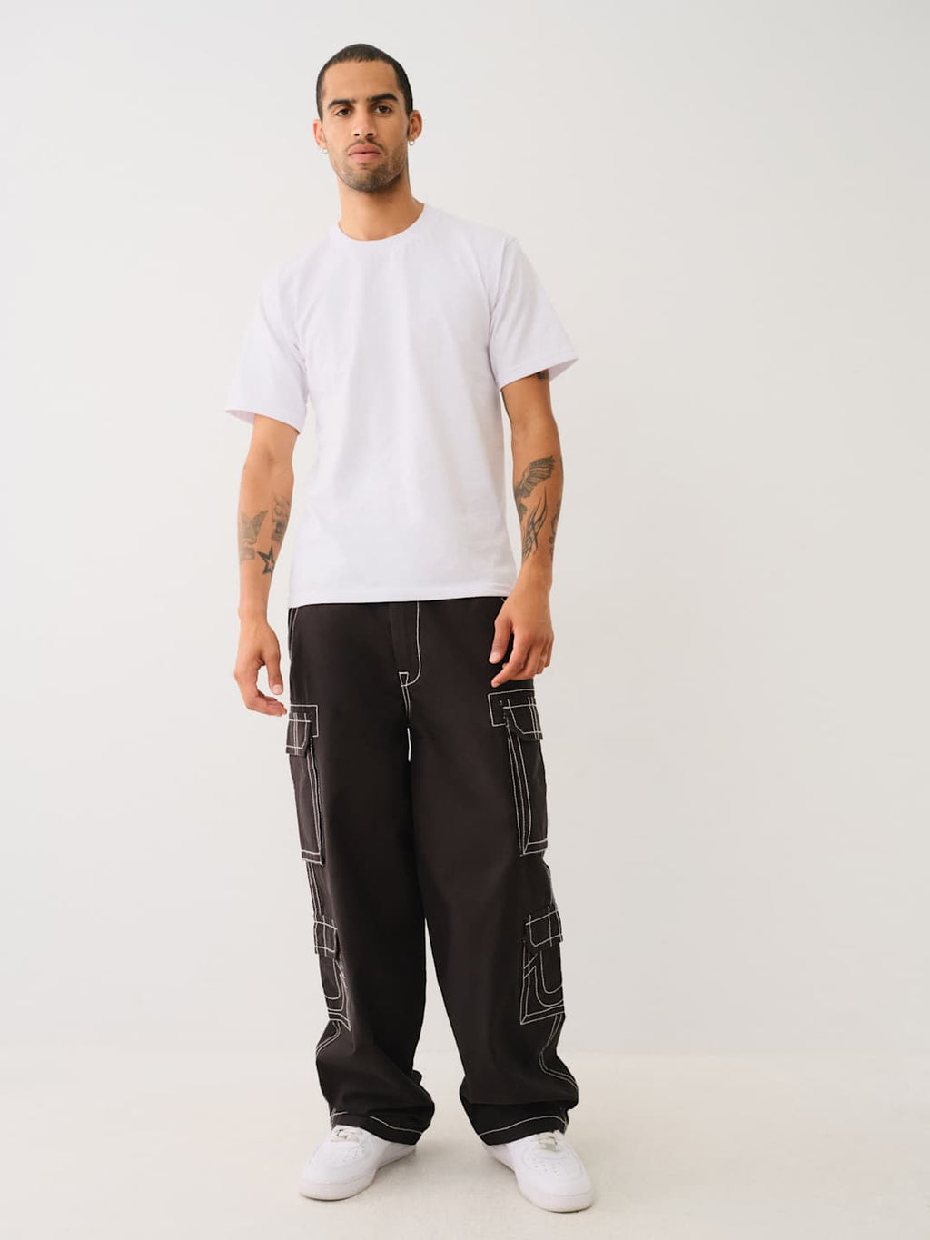 True Religion Big T Cargo Pants Baggy Black