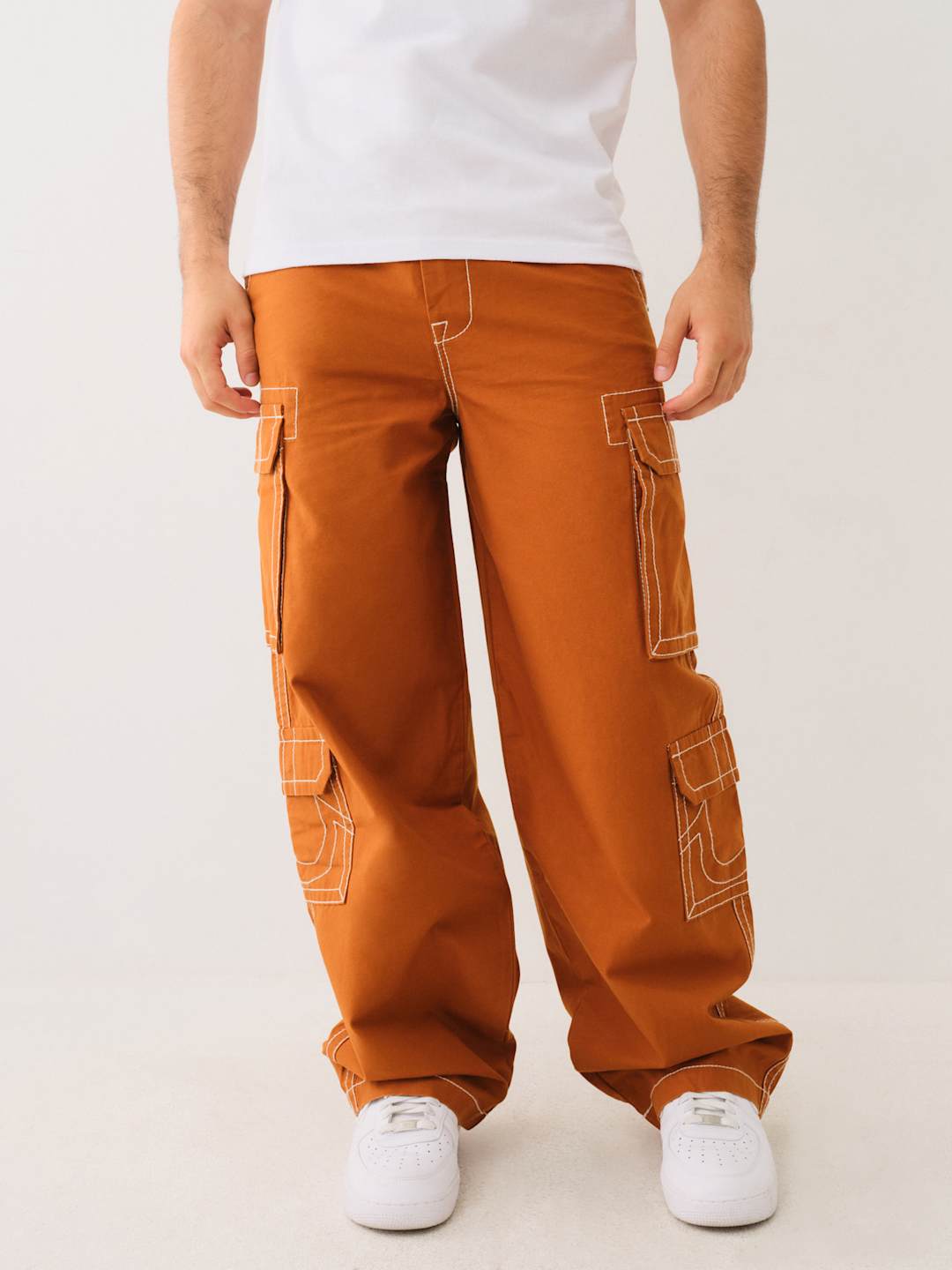True Religion Big T Cargo Pants Baggy Caramel
