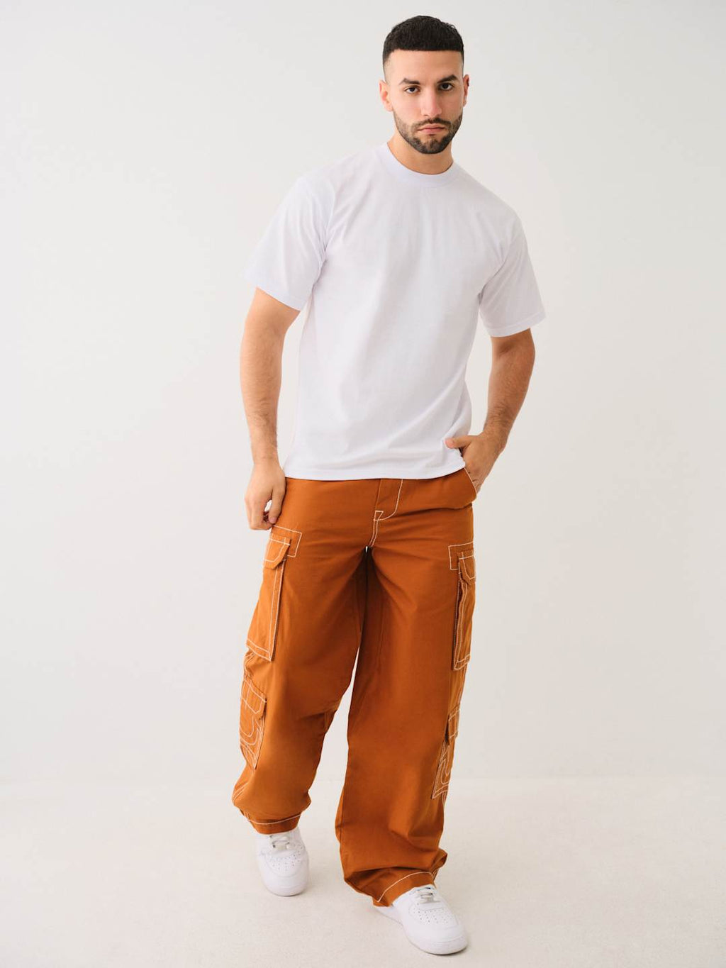 True Religion Big T Cargo Pants Baggy Caramel