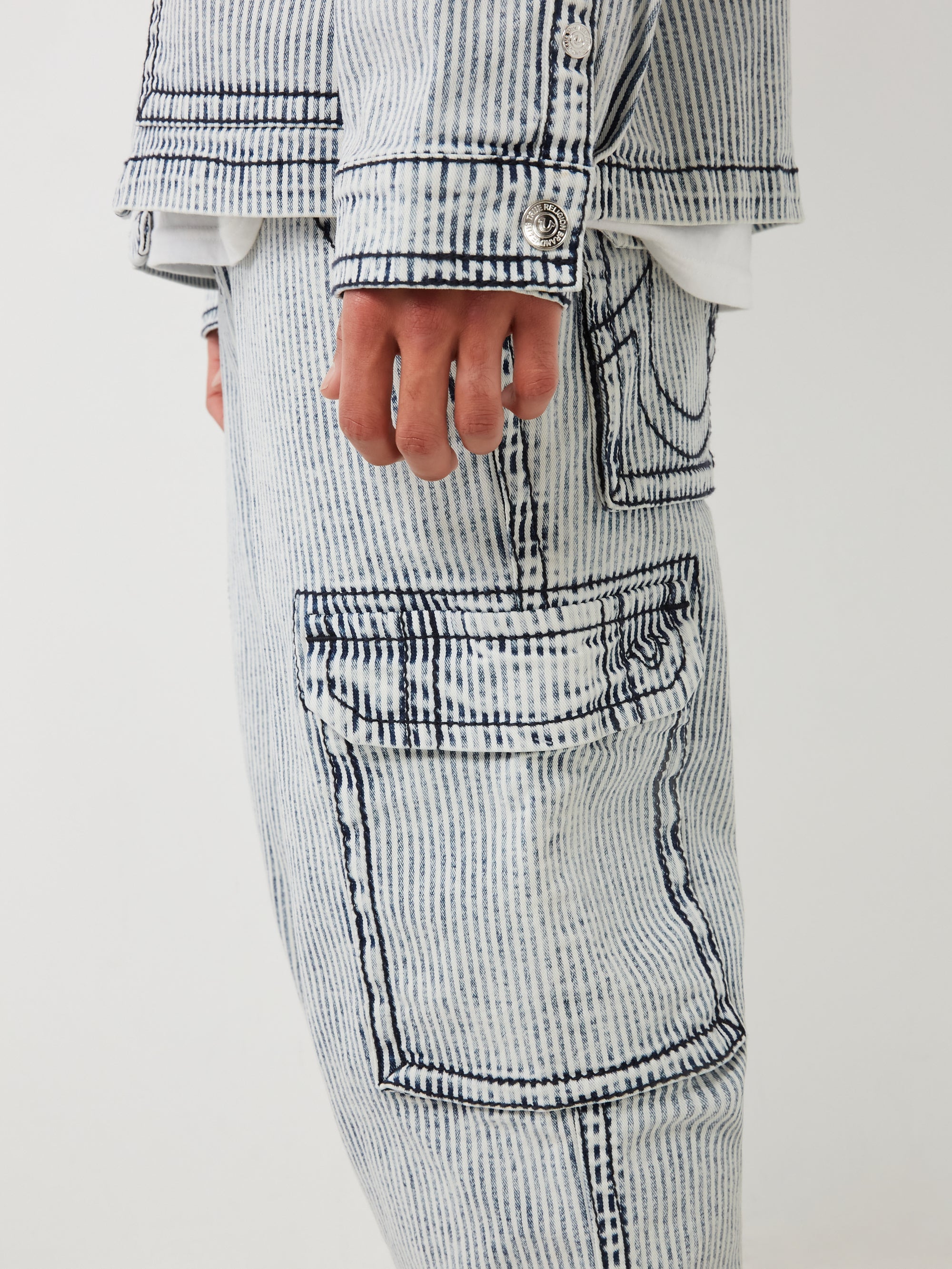 True Religion Hickory Cargo Pants Big T Crashing Wave Wash