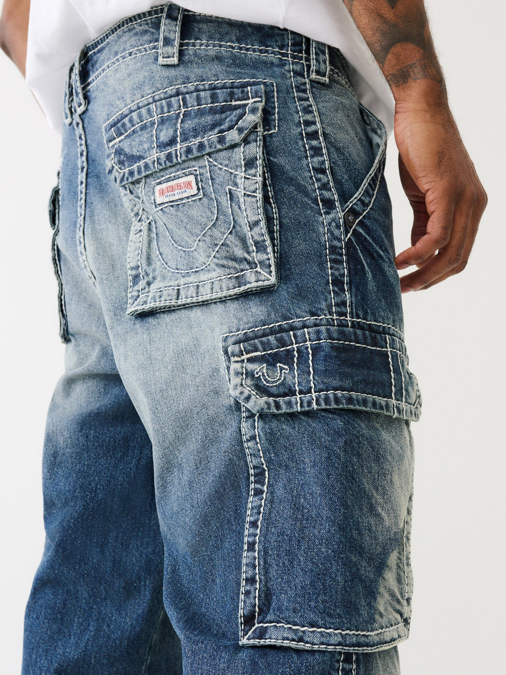 True Religion Big T Cargo Pants Denim El Estor Medium Wash