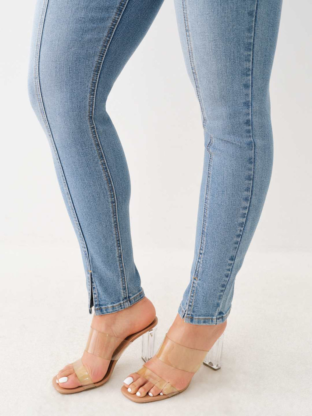 True Religion Jumpsuit Denim Zip Fitted Blue