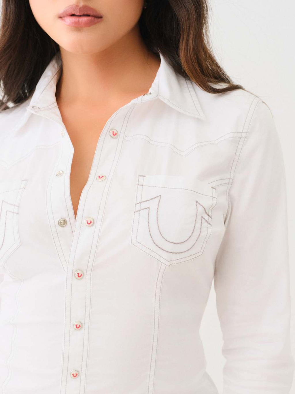 True Religion Contour Shirt Ladies Western Optic White