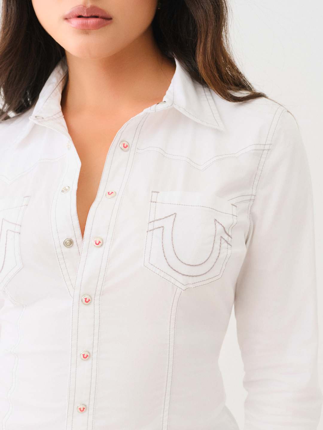 True Religion Contour Shirt Ladies Western Optic White