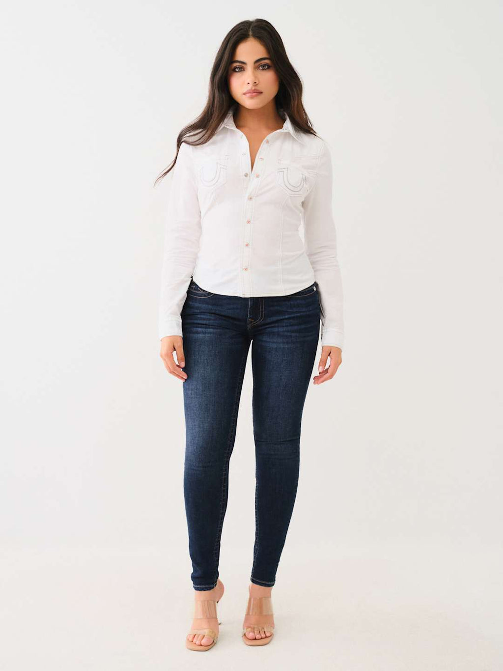 True Religion Contour Shirt Ladies Western Optic White