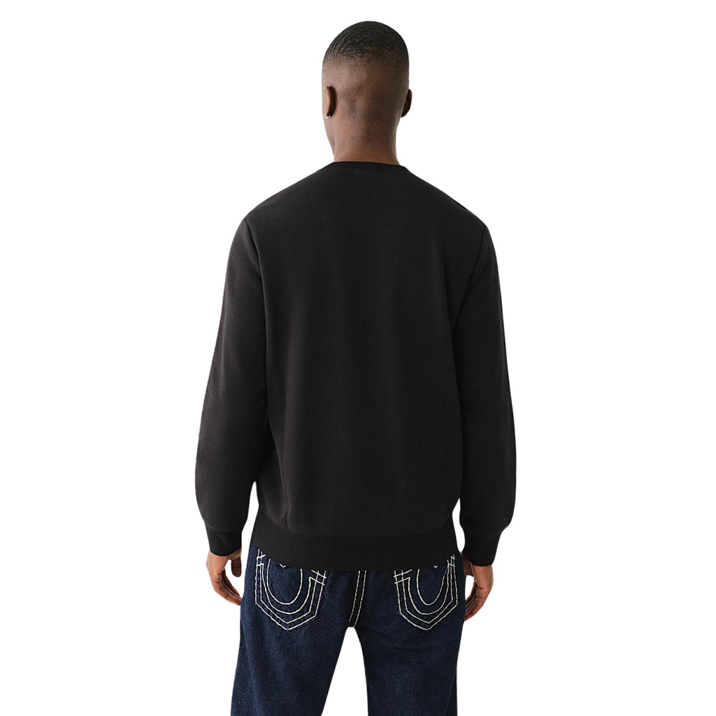 TRUE RELIGION OG LABEL CREW SWEATSHIRT JET BLACK
