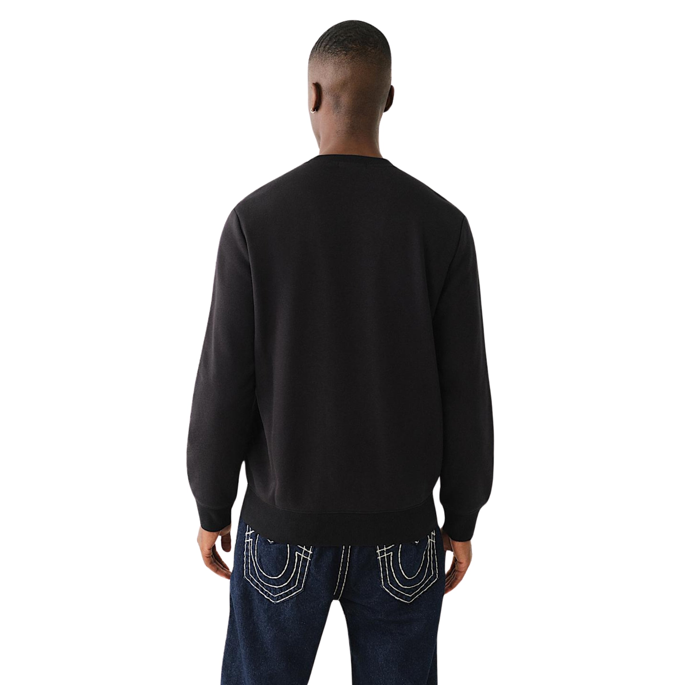 TRUE RELIGION OG LABEL CREW SWEATSHIRT JET BLACK