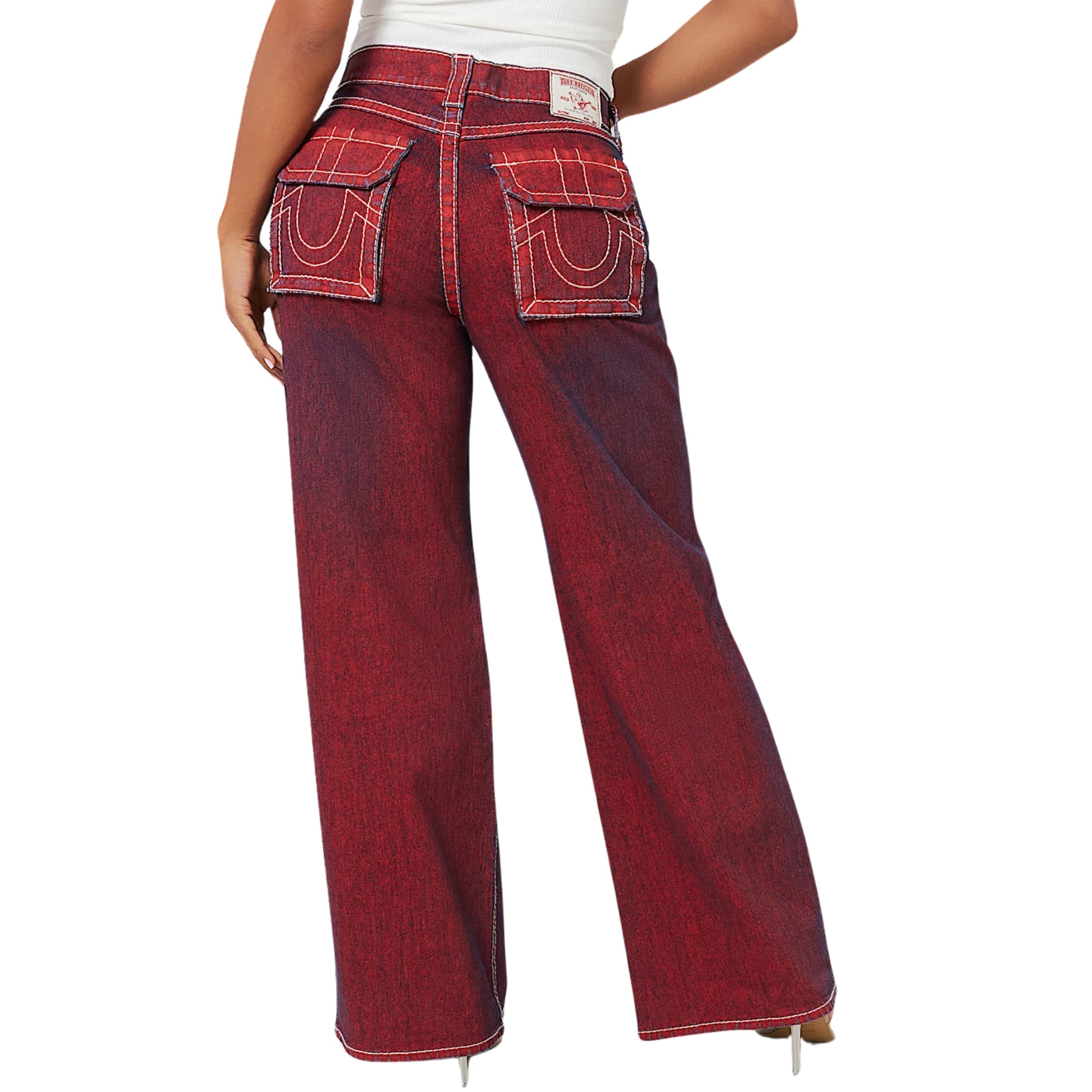 TRUE RELIGION BIG T BOBBIE BAGGY JEANS INDIGO RED