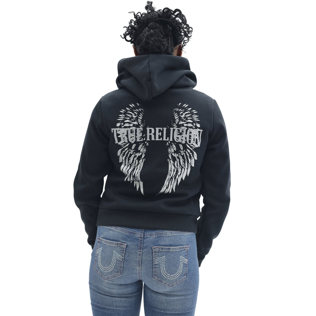 TRUE RELIGION CRYSTAL WING HS ZIP HOODIE JET BLACK