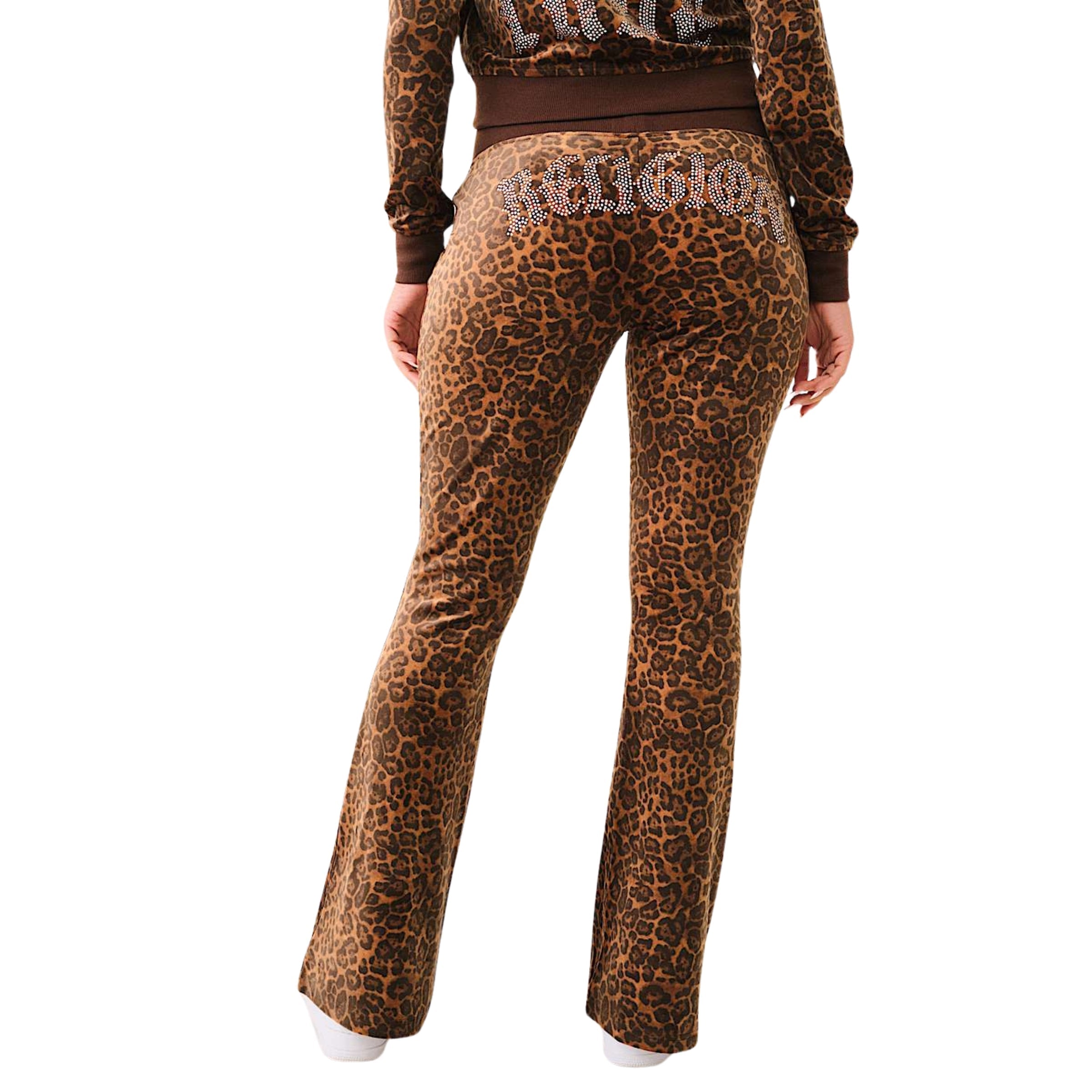 TRUE RELIGION LEOPARD VELOUR BOOTCUT PANTS LEOPARD PRINT