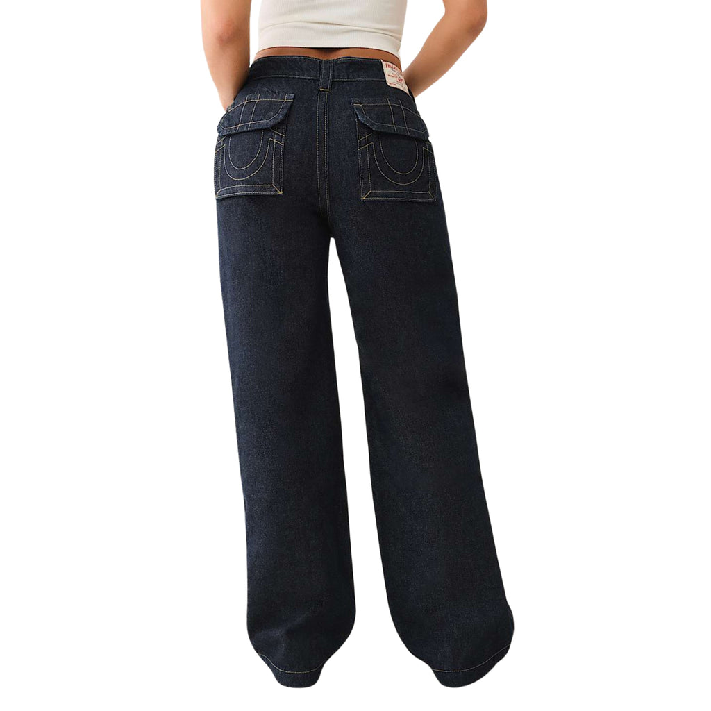 TRUE RELIGION JEAN CARPENTER BAGGY CARGO FLAP 2S BODY RINSE