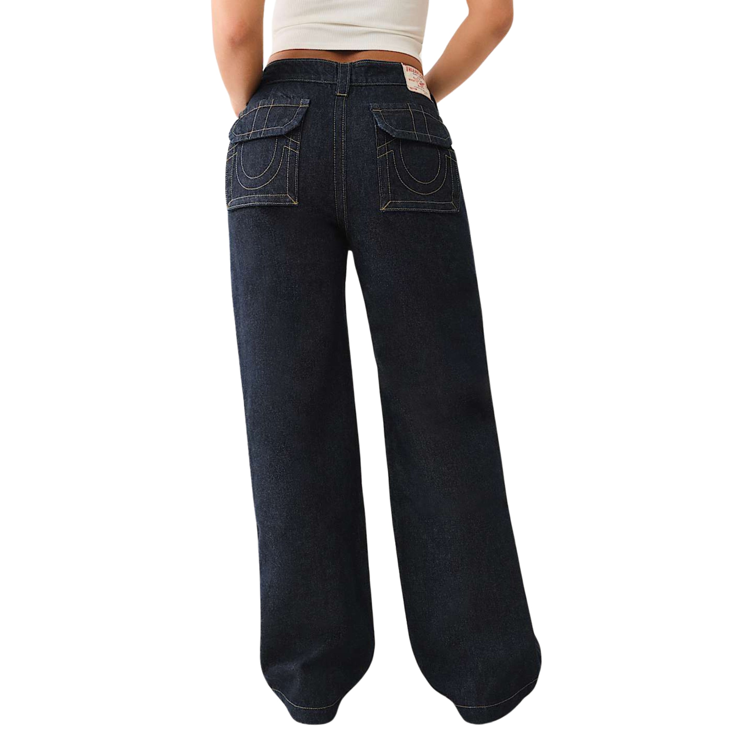 TRUE RELIGION JEAN CARPENTER BAGGY CARGO FLAP 2S BODY RINSE