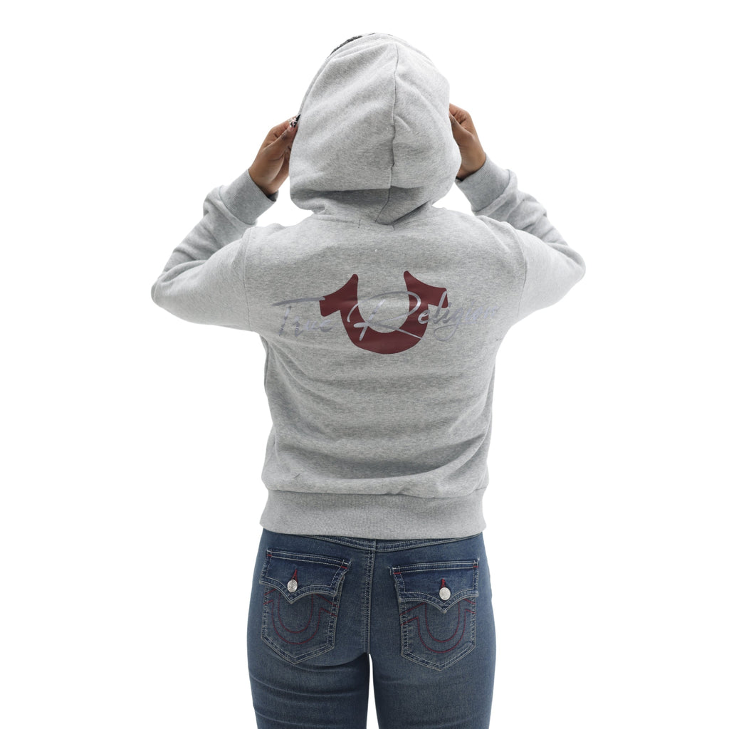 TRUE RELIGION FOIL HS ZIP HOODIE HEATHER GREY
