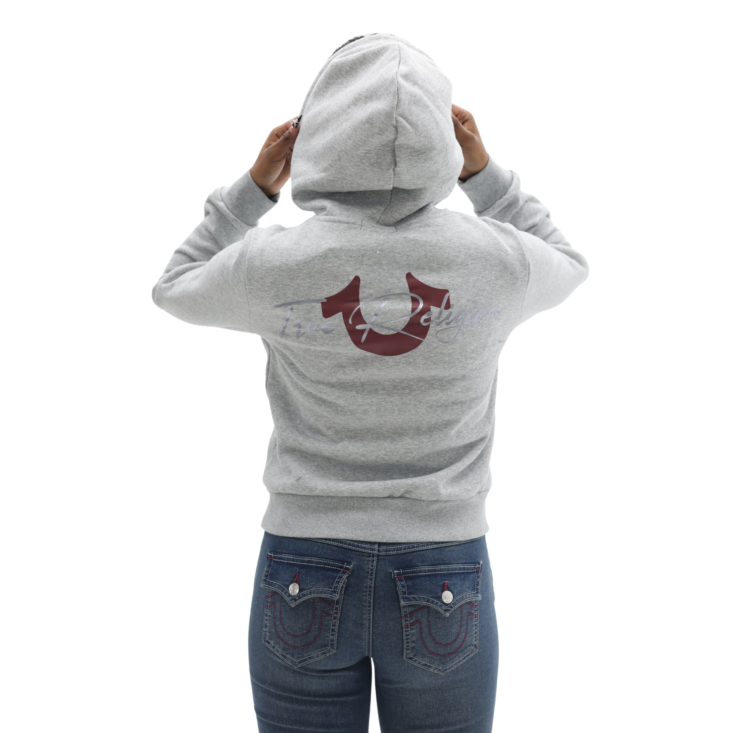 TRUE RELIGION FOIL HS ZIP HOODIE HEATHER GREY