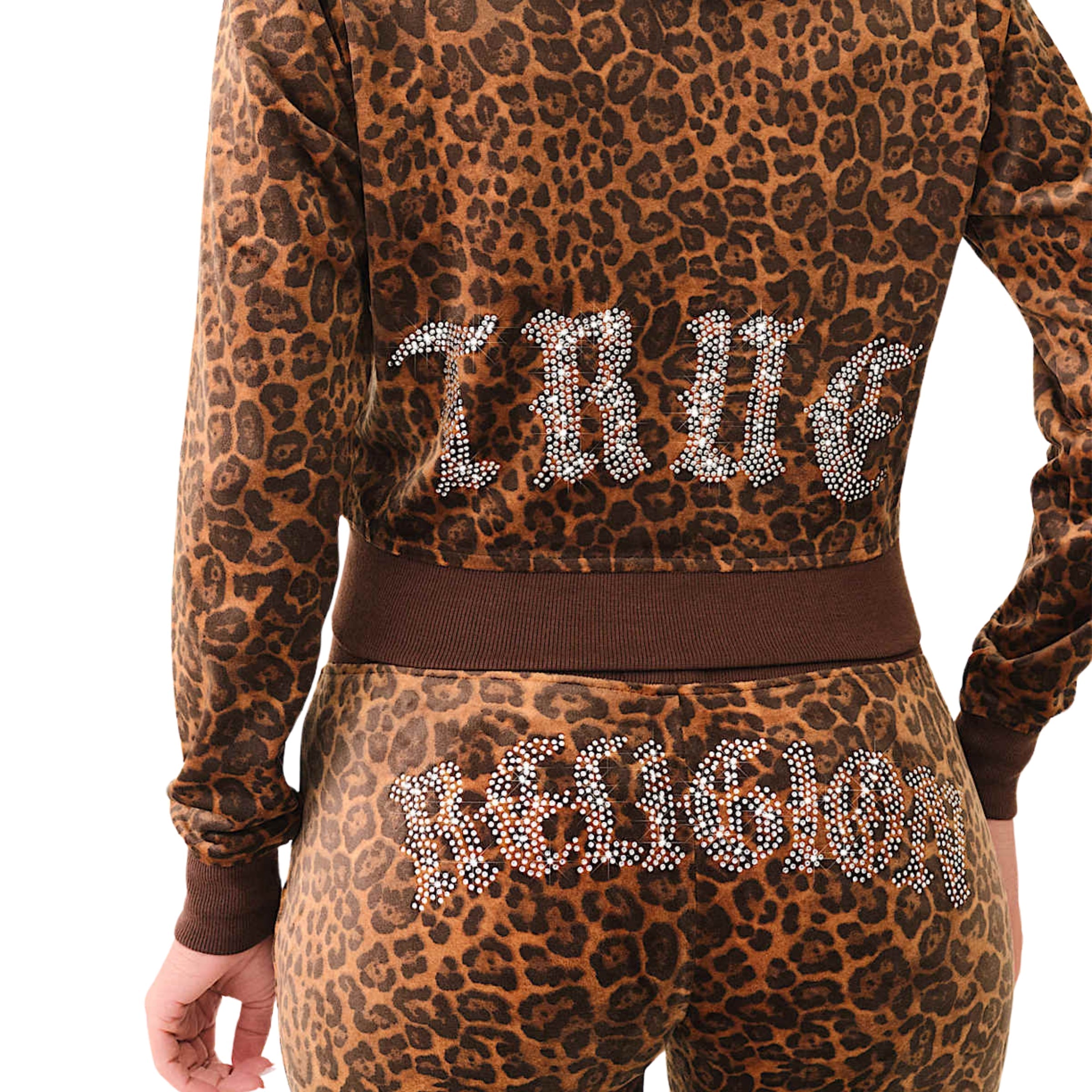 TRUE RELIGION LEOPARD VELOUR ZIP UP HOODIE LEOPARD PRINT