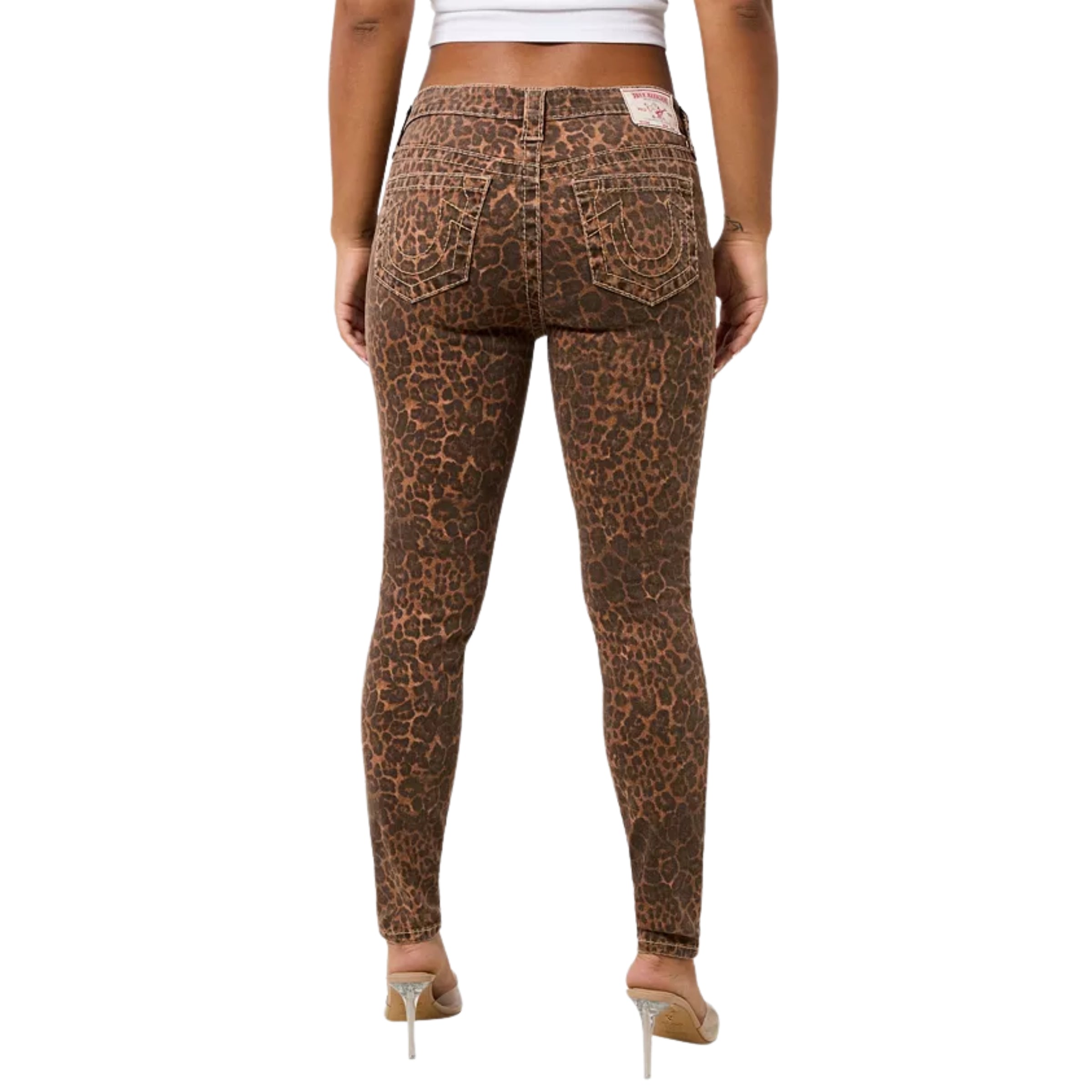 TRUE RELIGION BIG T MID RISE JENNIE SKINNY LEOPARD PRINT